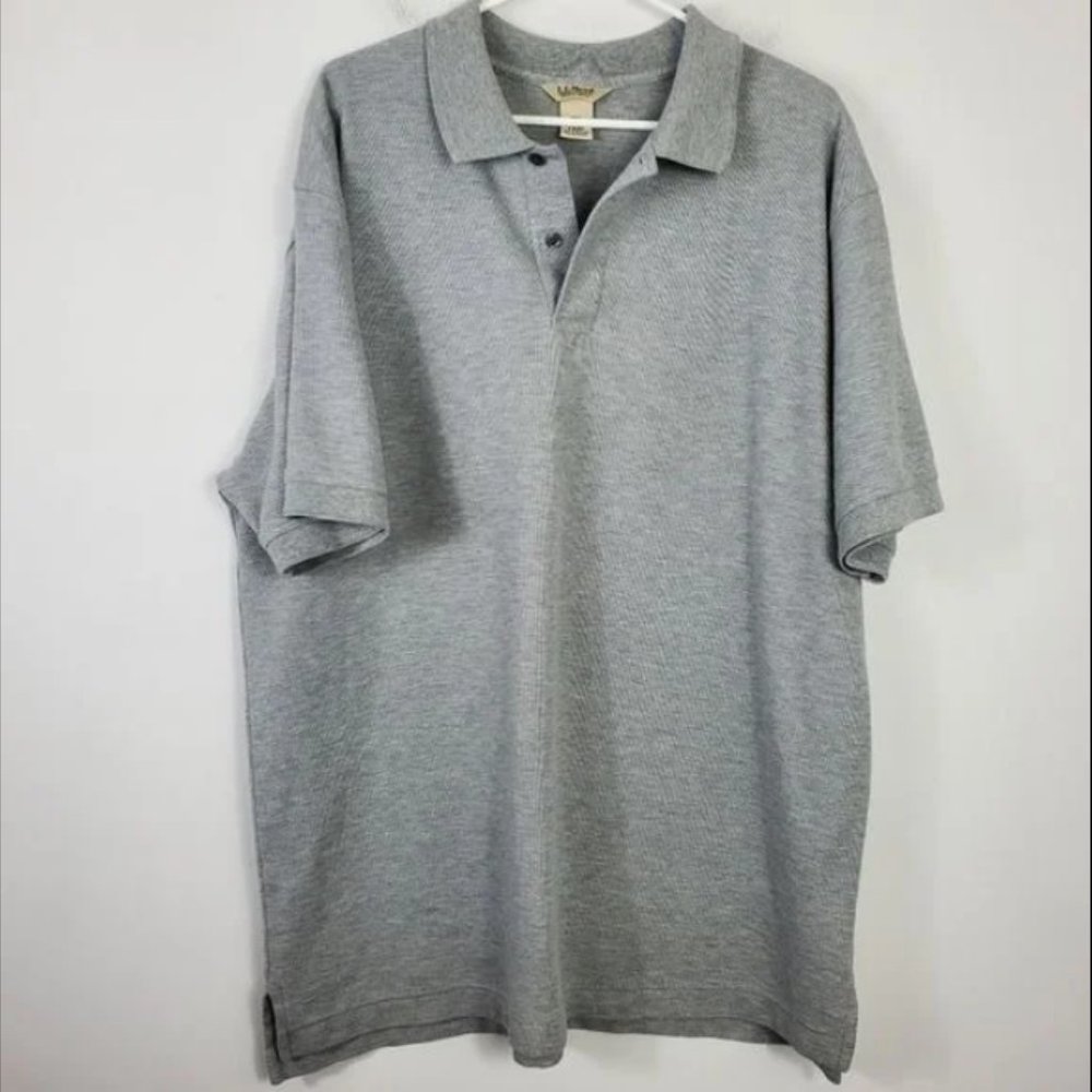 L.L. Bean Wrinkle Resistant Double L Polo Gray Mens Size XL Classic Polo Casual